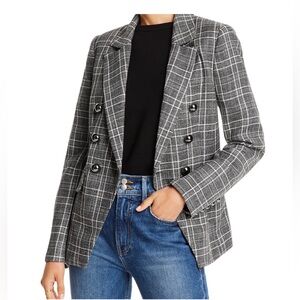 Lini Bloomingdale’s Plaid Double-Breasted Black Blazer Jacket Women’s Size M